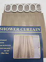 Шторка тканинна для ванної та душу з кільцями 180х180 см Смужка текстильна капучино/моко SHOWER CURTAIN