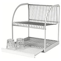 Двоярусна сушарка для посуду 32x29x36см IKEA BESTèENDE сушарка з неіржавкої сталі з піддоном ІКЕА БАСТОЕНДЕ