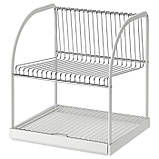 Двоярусна сушарка для посуду 32x29x36см IKEA BESTèENDE сушарка з неіржавкої сталі з піддоном ІКЕА БАСТОЕНДЕ, фото 3