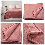 Покривало флісове м'яке тепле темно-рожеве 230x250 см IKEA ТРАТВІВА ІКЕА, фото 2