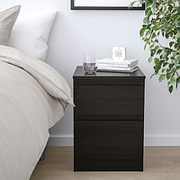 Тумбочка з 2 ящиками 35x49 см IKEA KULLEN чорно-коричнева у вітальню/спальною (приліжкова) комод ІКЕА КУЛЛЕН