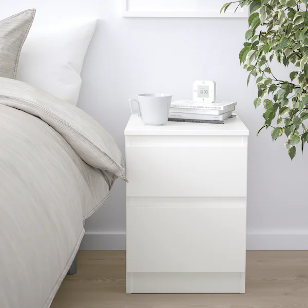 Тумбочка з 2 ящиками 35x49 см IKEA KULLEN біла у вітальню або в спальну (приліжкова) комод ІкеА КУЛЛЕН