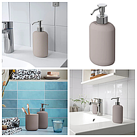 Керамічний дозатор для рідкого мила IKEA EKOLN бежевий диспенсер для мила 300 мл кам'яна кераміка