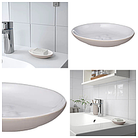 Керамічна мильниця для твердого мила IKEA EKOLN бежева настільна мильниця кам'яна кераміка 204.930.01