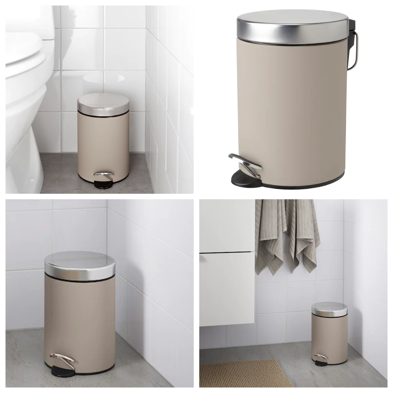 Відро для сміття з педаллю та відкидною кришкою IKEA EKOLN 3 л бежеве - кошик для сміття ящик контейнер, фото 1