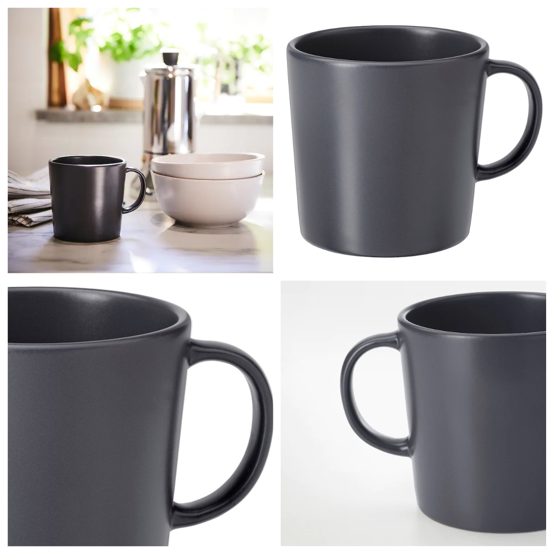 Керамічна чашка IKEA DINERA 300 мл темно-сіра гуртка ІКЕА ДІНЕРА 303.628.20, фото 1