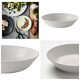 Тарілка керамічна обідня глибока IKEA DINERA 22 см бежева кругла ІКЕА ДІНЕРА, фото 2