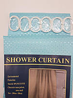 Шторка тканинна для ванної та душу з кільцями 180х180 см Піка текстильна бірюзова SHOWER CURTAIN