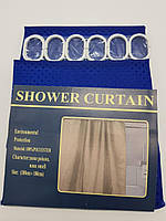 Шторка тканинна для ванної та душу з кільцями 180х180 см Піка текстильна темно-синя SHOWER CURTAIN