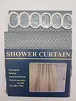 Шторка тканинна для ванної та душу з кільцями 180х180 см Піка текстильна темно-сіра SHOWER CURTAIN