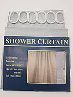 Шторка тканинна для ванної та душу з кільцями 180х180 см Піка текстильна сіра SHOWER CURTAIN