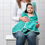 Рушник з капюшоном IKEA RÖRANDE 80x80 см 100% бавовна зелений рушник для дітей ІКЕА РЕРАНДЕ, фото 3