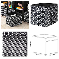 Оксамитова коробка для зберігання речей IKEA DRÖNA DRONA 33x38x33 см чорно-білий (коти) органайзер для одягу білизни іграшок
