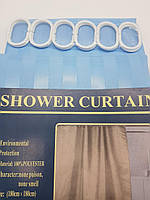 Шторка тканинна для ванної та душу з кільцями 180х180 см Смужка текстильна блакитна SHOWER CURTAIN