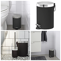 Відро для сміття з педаллю та відкидною кришкою IKEA EKOLN 3 л чорне - кошик для сміття ящик контейнер