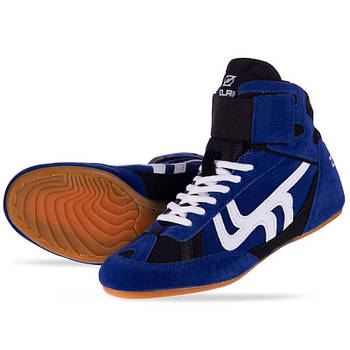 Борцовки замшеві Zelart OB-3957 Синьо-чорні р 31 (20 см)