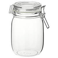 Скляна банка з кришкою IKEA KORKEN 1 л герметична прозора баночка для зберігання продуктів ІКЕА КОРКЕН