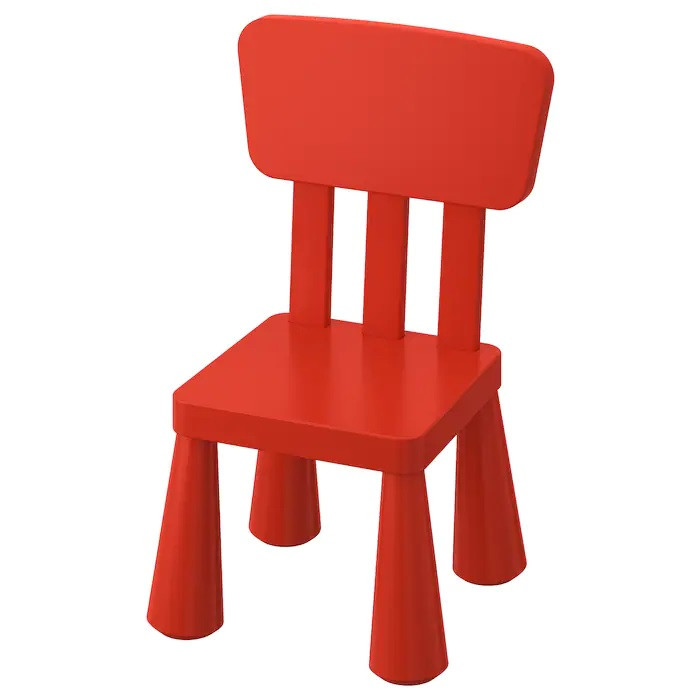 Дитячий стільчик зі спинкою червоний IKEA MAMMUT стілець для дітей ІКЕА МАММУТ, фото 1