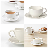 Чашка та блюдце для кави IKEA VARDAGEN 140 мл керамічна кремово-біла кавова кружка ІКЕА ВАРДАГЕН, фото 2