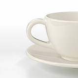 Чашка та блюдце для кави IKEA VARDAGEN 140 мл керамічна кремово-біла кавова кружка ІКЕА ВАРДАГЕН, фото 5