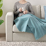 М'який однотонний плед IKEA THORGUN 120x160 см блакитне флісове тепле покривало 405.134.61, фото 4