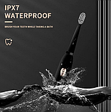 Електрична зубна щітка водонепроникна IPX7 Jianpai 5-режимна, чорна, USB-зарядка, фото 4