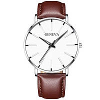 Наручний годинник Geneva Classic Brown шкіряний ремінець мінімалістичний кварцовий годинник жіночий/чоловічий унісекс