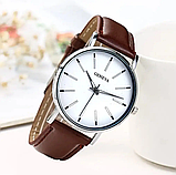 Наручний годинник Geneva Classic Brown шкіряний ремінець мінімалістичний кварцовий годинник жіночий/чоловічий унісекс, фото 3