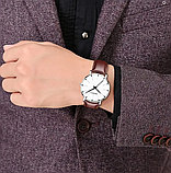 Наручний годинник Geneva Classic Brown шкіряний ремінець мінімалістичний кварцовий годинник жіночий/чоловічий унісекс, фото 4
