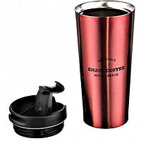 Термокухоль 450 мл А-Плюс «Enjoy Coffee Hot & Cold» термочашка з неіржавкої сталі рожевий