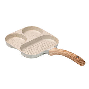 Сковорідка порційна для сніданку квадратна 19*19*2 см алюмінієва з антипригарним покриттям бежева