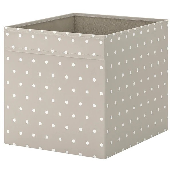 Оксамитова коробка для зберігання речей IKEA DRÖNA DRONA 33x38x33 см бежевий у горох органайзер ІКЕА ДРЕНА ДРОНА