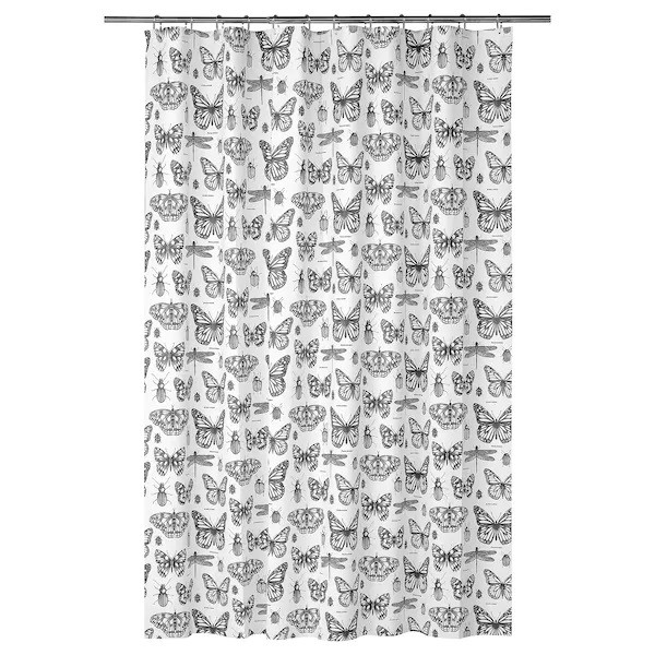 Шторка для ванної та душу з метеликами IKEA SOMMARMALVA 180x200 см ІКЕА СОММАРМАЛЬВА, фото 1