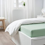 Простирадло на гумці 160x200 см двоспальне IKEA DVALA салатова постільна білизна 100% бавовна ІКЕА ДВАЛА, фото 7