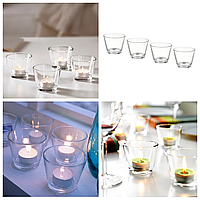 Набір скляних свічників IKEA GALEJ 4 шт для чайних гріючих свічок таблеток ІКЕА ГАЛІ