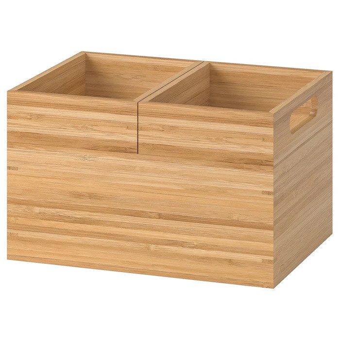 Набір коробок-органайзерів для зберігання 3 шт 23x17x14 см IKEA DRAGAN бамбук ІКЕА ДРАГАН, фото 1