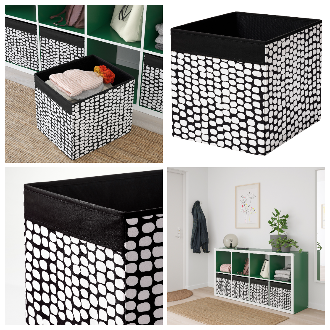 Оксамитова коробка для зберігання речей IKEA DRÖNA DRONA 33x38x33 см чорно-білий органайзер для одягу білизни іграшок