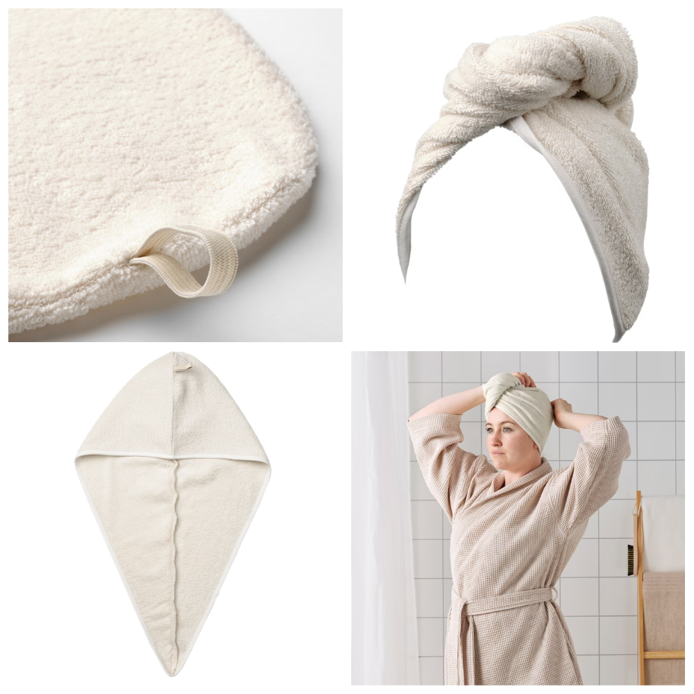Унікальний рушник тюрбан для сушіння волосся IKEA STJÄRNBUSKE бавовна/віскоза жіночий рушник для голови ІКЕА, фото 1