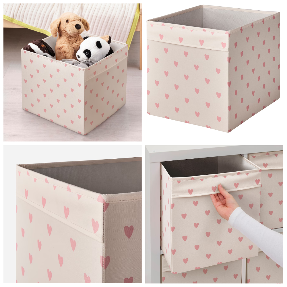 Оксамитова коробка для зберігання речей IKEA REGNBROMS 33x38x33 см рожевий органайзер для одягу білизни іграшок
