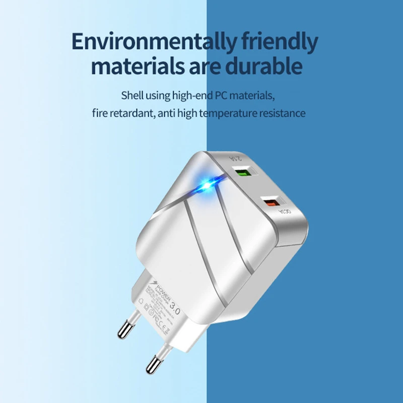 Мережеве ЗУ на 2 usb порти Mains 10+18W зарядний пристрій для телефону з QUICK CHARGE 3.0 швидка зарядка