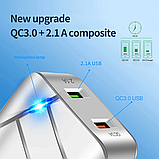 Мережеве ЗУ на 2 usb порти Mains 10+18W зарядний пристрій для телефону з QUICK CHARGE 3.0 швидка зарядка, фото 7