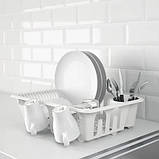 Сушарка для посуду пластикова IKEA FLUNDRA 46x36x12 см одноярусна сушарка біла ІКЕА ФЛУНДРА, фото 4