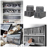 Набір коробок-органайзерів для зберігання взуття 4 шт IKEA SKUBB 22x34x16 см темно-сірі ІКЕА СКУББ, фото 3
