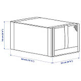 Набір коробок-органайзерів для зберігання взуття 4 шт IKEA SKUBB 22x34x16 см темно-сірі ІКЕА СКУББ, фото 8