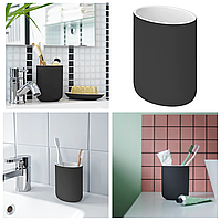 Керамічна підставка для зубних щіток IKEA EKOLN чорний стакан - аксесуари для ванної кам'яна кераміка