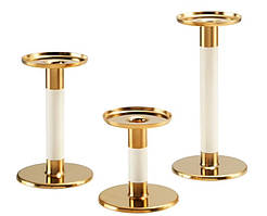 Набір підсвічників для столових свічок IKEA GLITTRIG свічники 3 шт золотистий / слонова кістка ІКЕА ГЛІТТРІГ