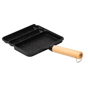 Сковорода на 3 секції прямокутна 21*18,5*2 см з антипригарним покриттям для сніданку чорна