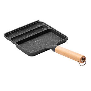 Сковорода на 3 секції прямокутна 21*18,5*2 см з антипригарним покриттям для сніданку сіра