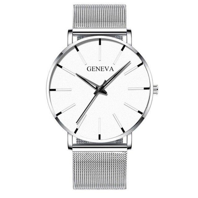 Наручний годинник Geneva Fashion Silver сітчастий ремінець мінімалістичний кварцовий годинник чоловічий/жіночий унісекс