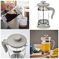 Френч-прес 1 літр IKEA UPPHETTA скляний заварник для кави та чаю, заварювальний чайник 1000 мл ІКЕА УППХЕТТА